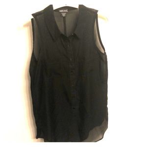 Black, sheer, button down tank